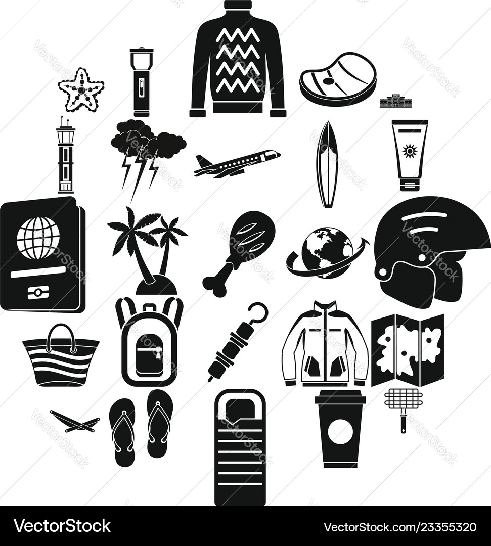 Month of rest icons set simple style Vector Image