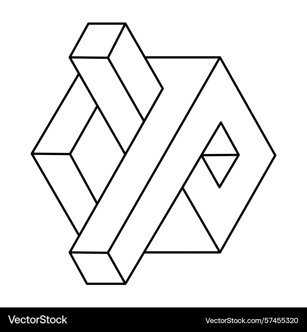 Optical illusion cube unreal geometric object Optical illusion cube unreal geometric object Vector Image