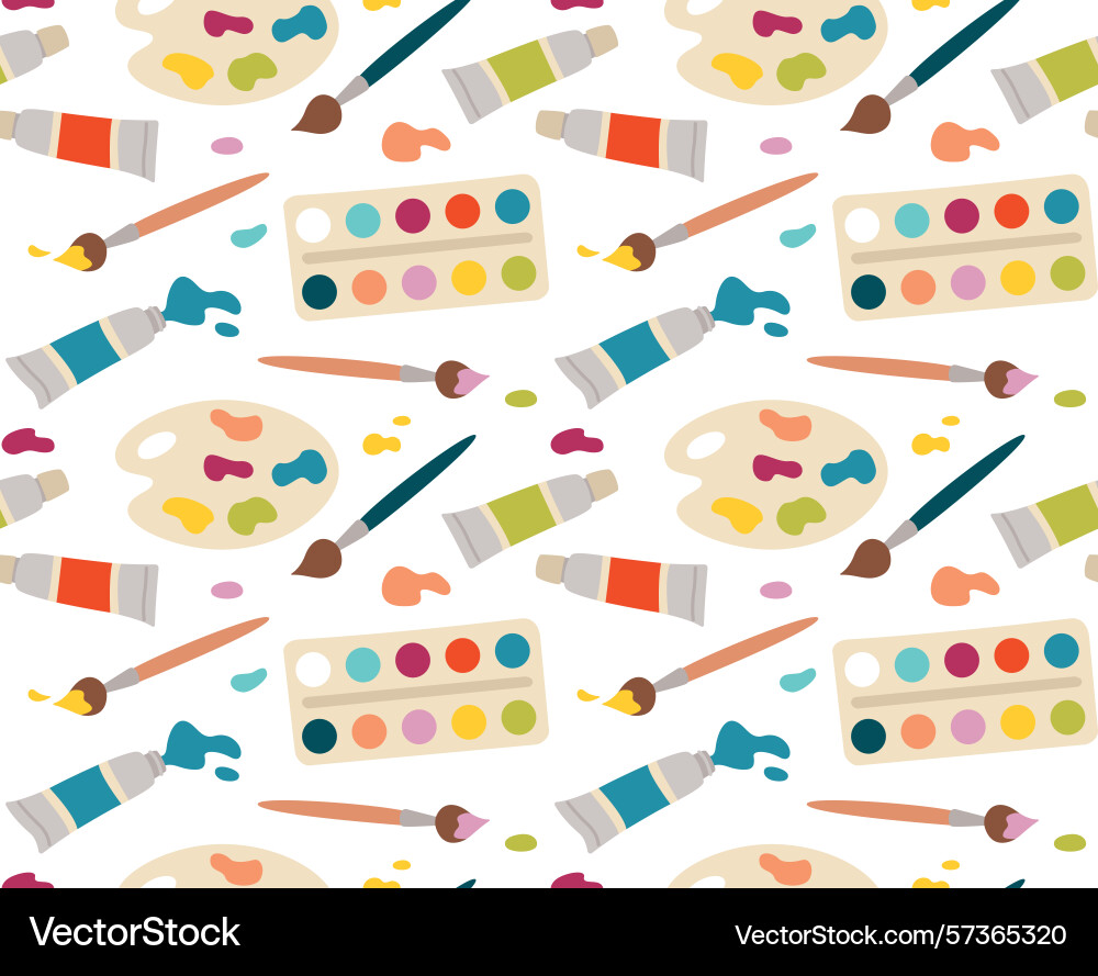Pattern with colorful drawing materials and tools Vector Image