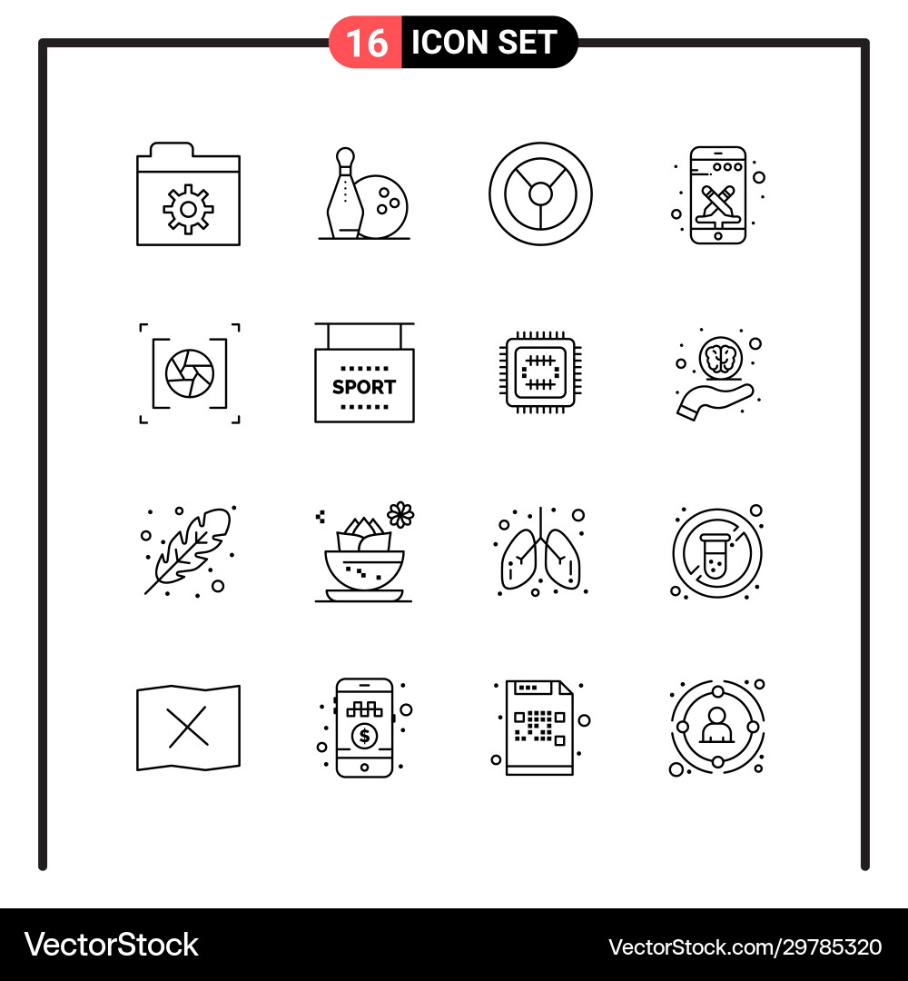 Set 16 line style icons for web and mobile Vector Image