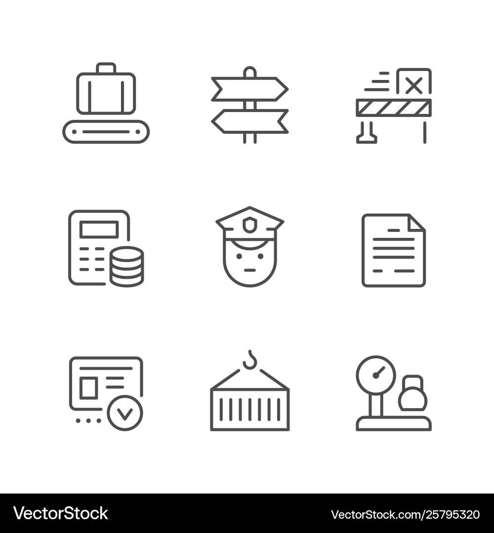 Set line icons customs Set line icons customs vector image