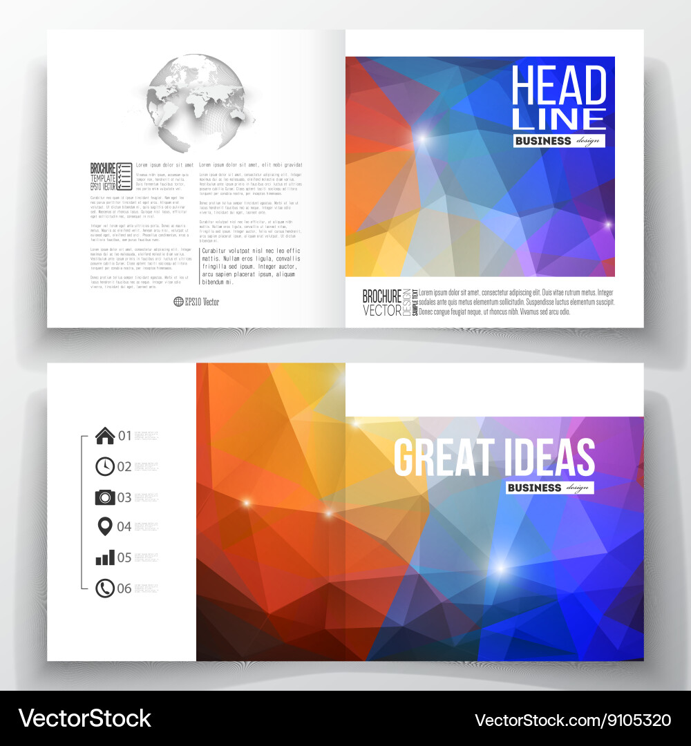 Set of square design brochure template abstract vector image