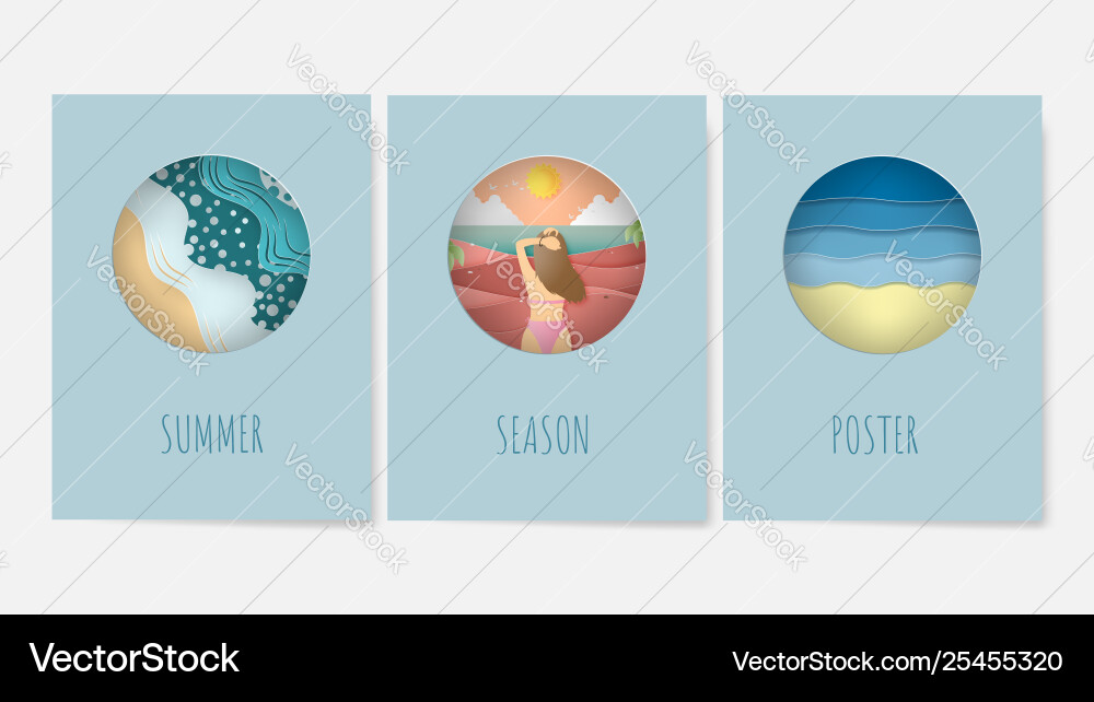 Set summer poster on background concepts vector image
