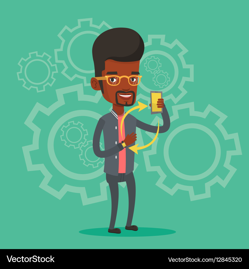 Synchronization between smartwatch and smartphone Vector Image