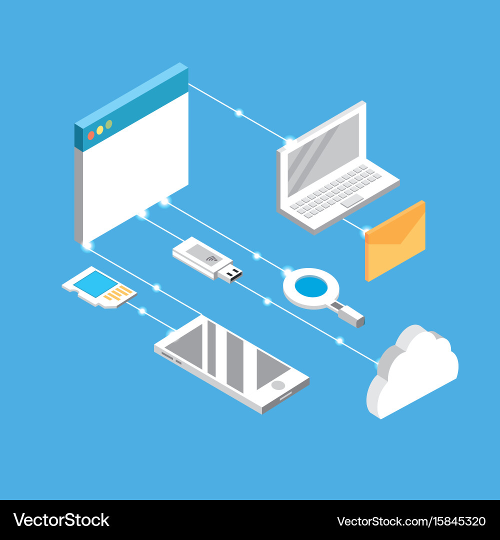 Technogies with data services conecction Vector Image