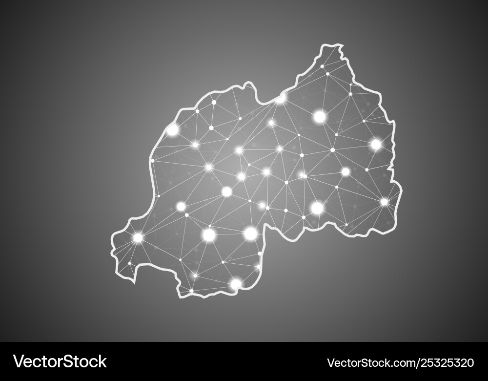 Wireframe mesh polygonal rwanda map abstract Vector Image