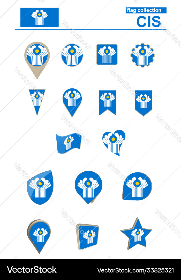 Cis flag collection big set for design Vector Image