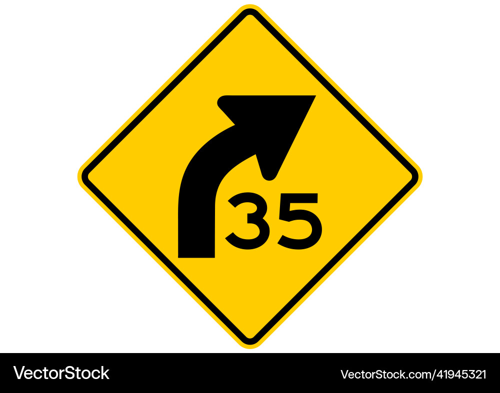Curve with advisory speed vector image