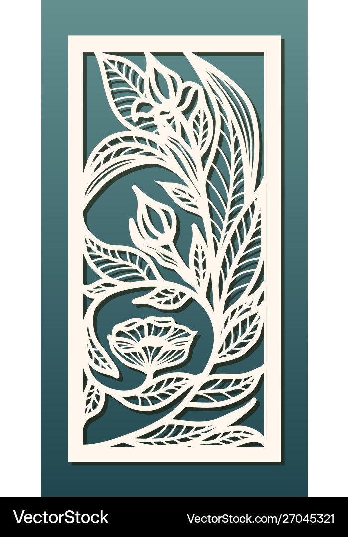 Floral Laser Cut Panel Template Vector Image
