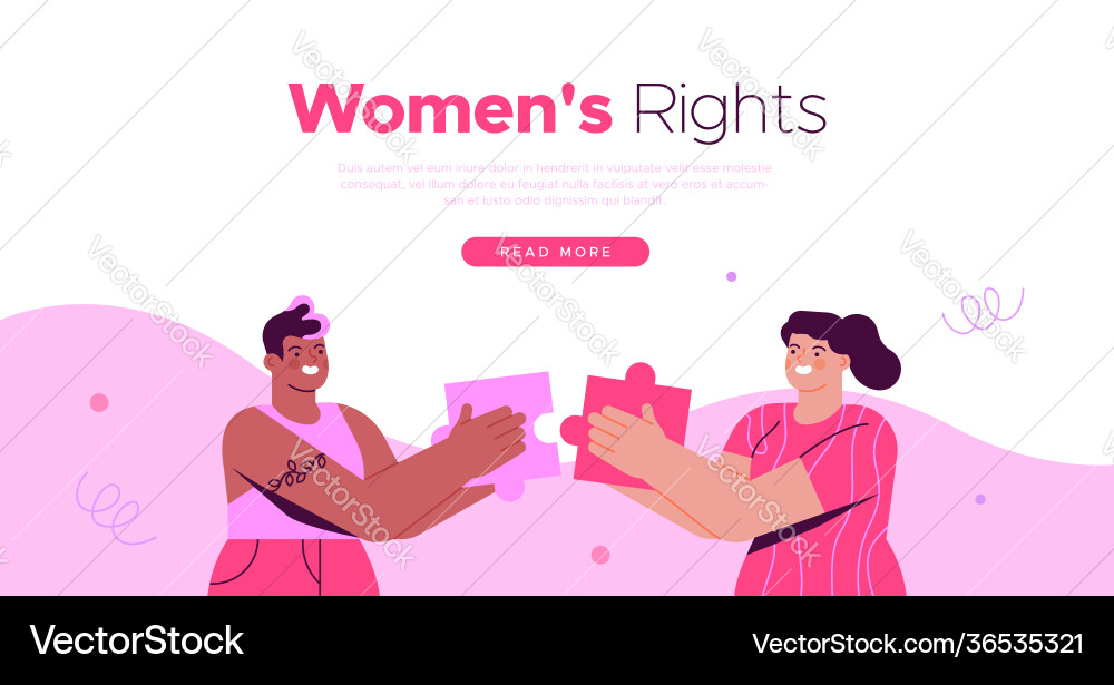 Frauen Rechte Web Template Mädchen machen Puzzle Frauen Rechte Web Template Mädchen machen Puzzle vektorbild
