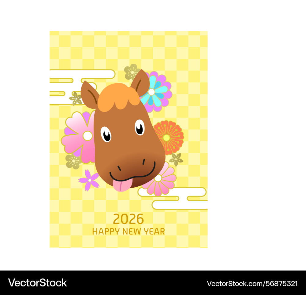 Funny horse face cny 2026 card – Royalty-Free Vector | VectorStock