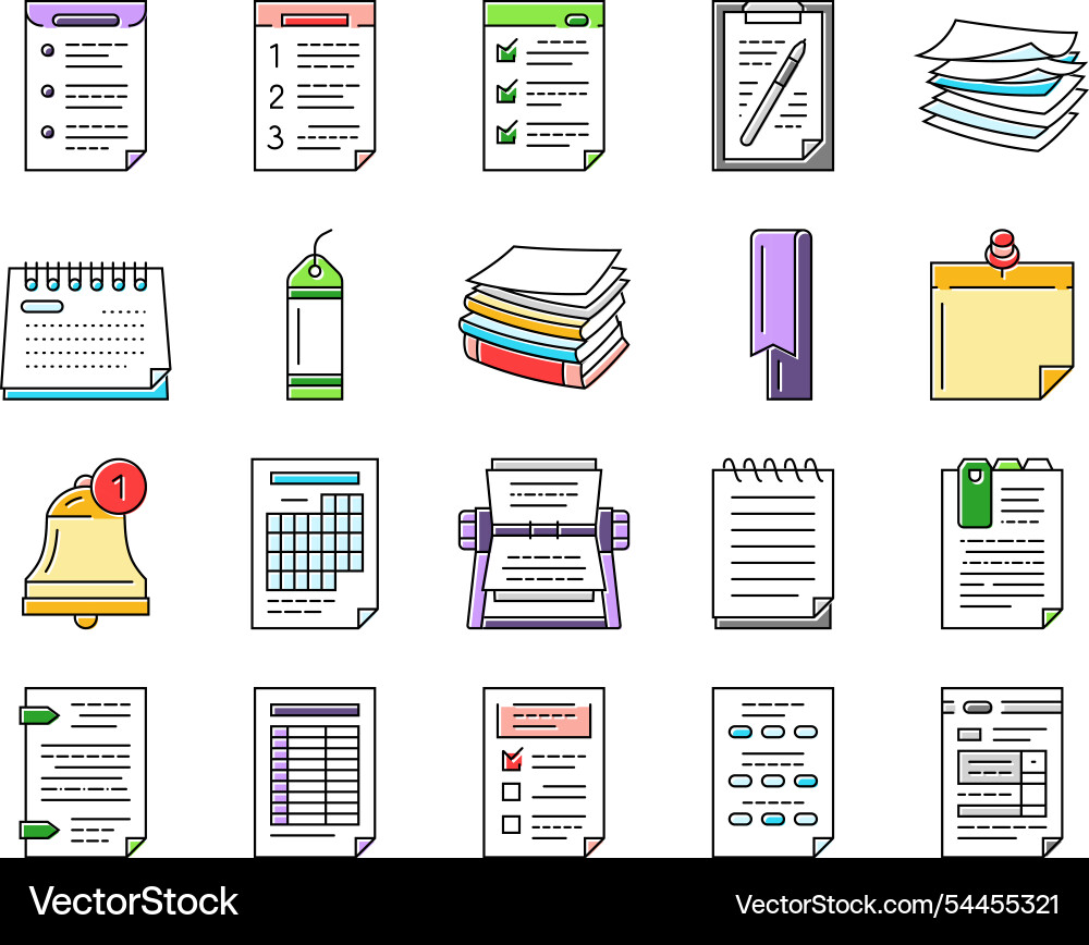 List check document tick icons set List check document tick icons set vector image