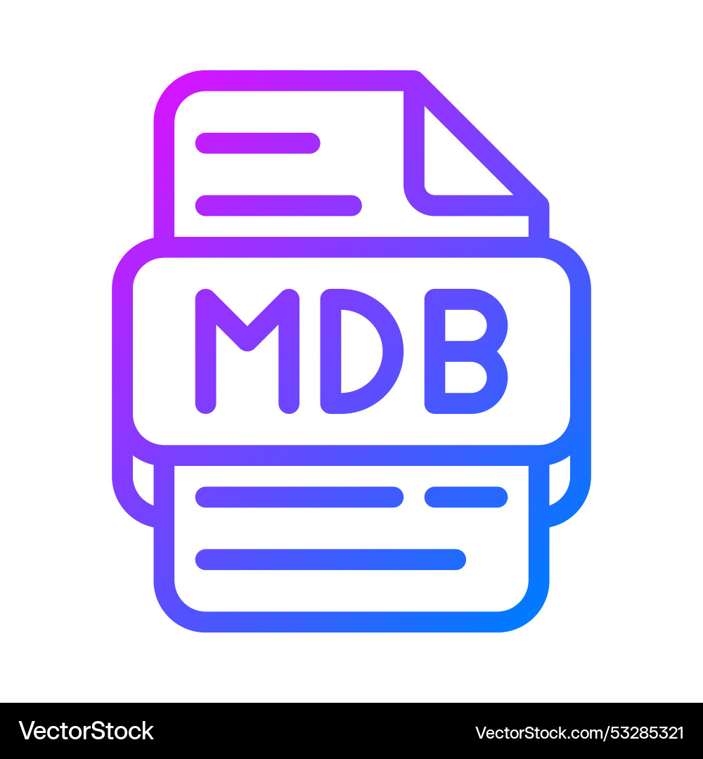 Mdb document format file type icon sleek gradient vector image