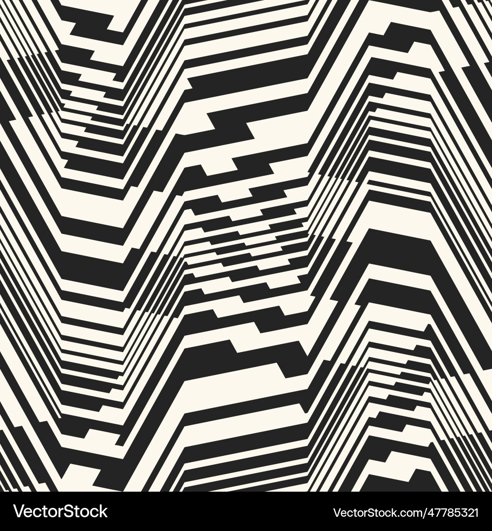 Monochrome moire effect textured zigzag pattern Monochrome moire effect textured zigzag pattern Vector Image