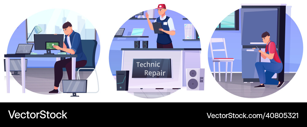 Repair service composition Royalty Free Vector Image