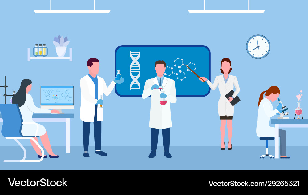 Scientists in a Lab Setting vector image