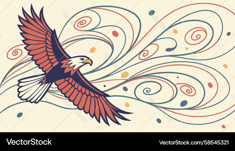 Soaring Eagle with Abstract Flow Vector Image