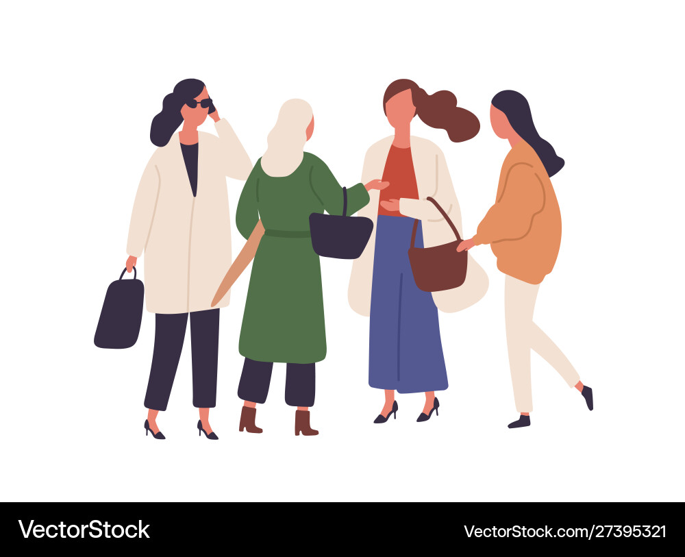 Women in fall season fashionable outfits flat Women in fall season fashionable outfits flat vector image