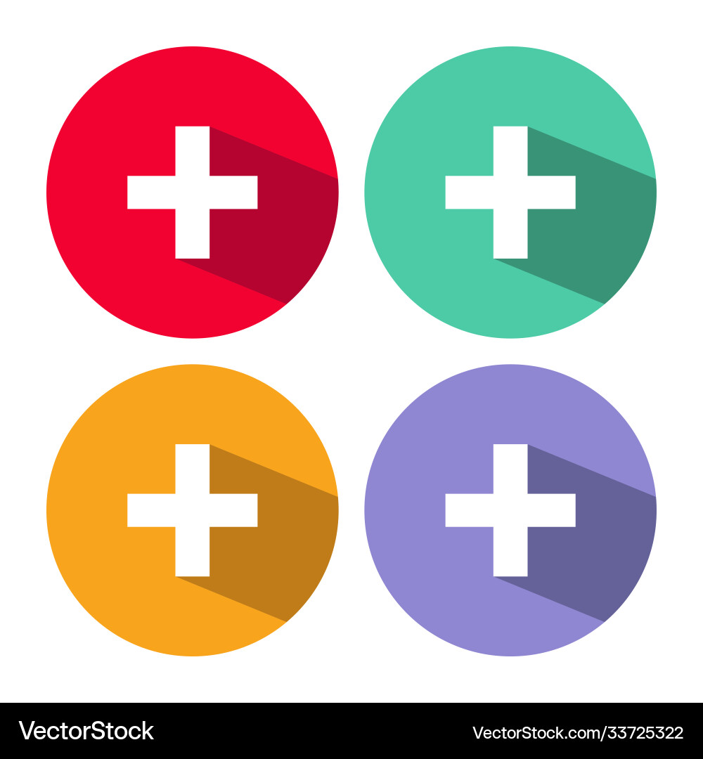 Add plus icon in flat style with long shadow Add plus icon in flat style with long shadow Vector Image
