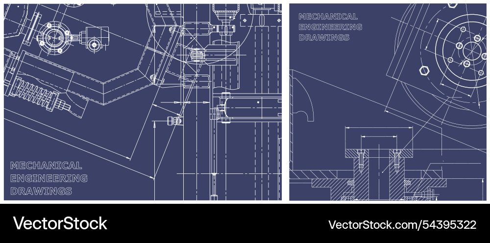 Blueprint set engine line drawing Blueprint set engine line drawing vector image