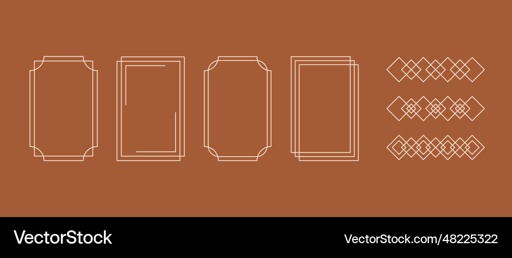 Boho style linear frame collection bohemian Vector Image