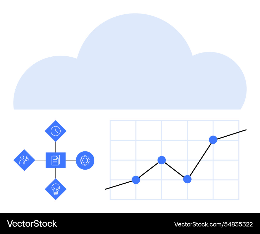 Cloud Computing Konzept mit Datendiagramm Cloud Computing Konzept mit Datendiagramm vektorbild