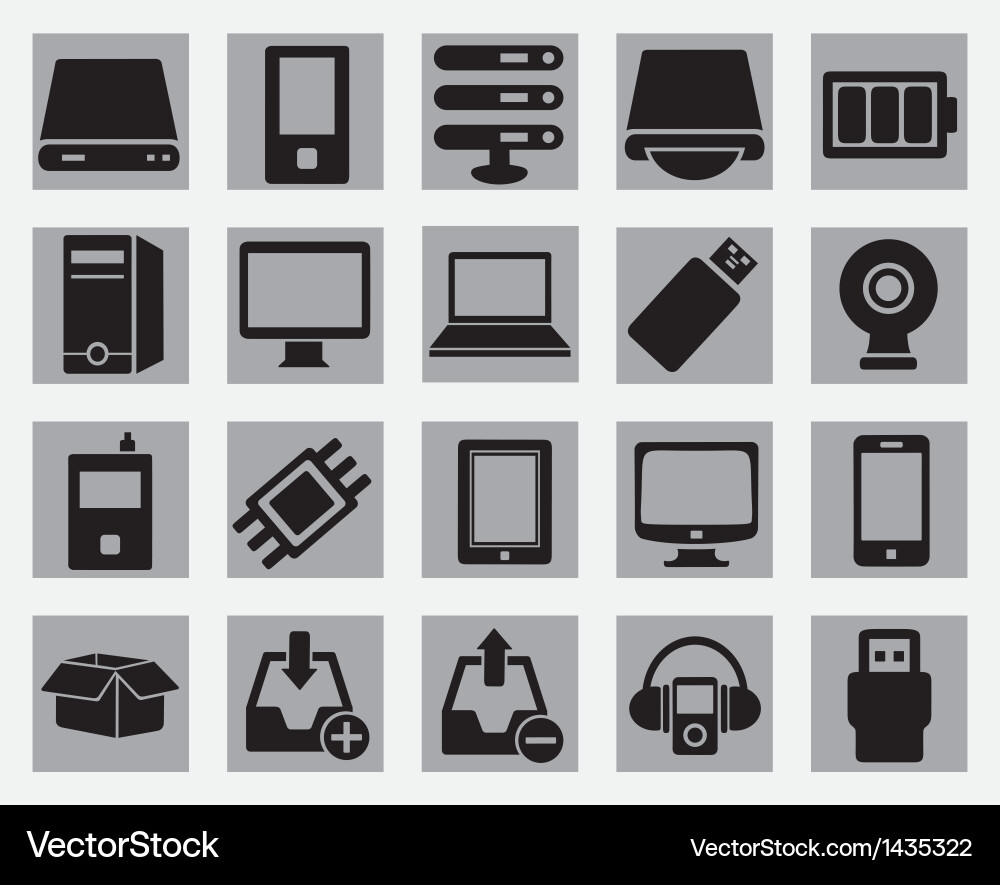 Computer Hardware Icons Set Vector Image