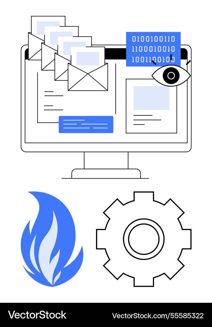 Cybersecurity and data protection with email code Cybersecurity and data protection with email code vector image