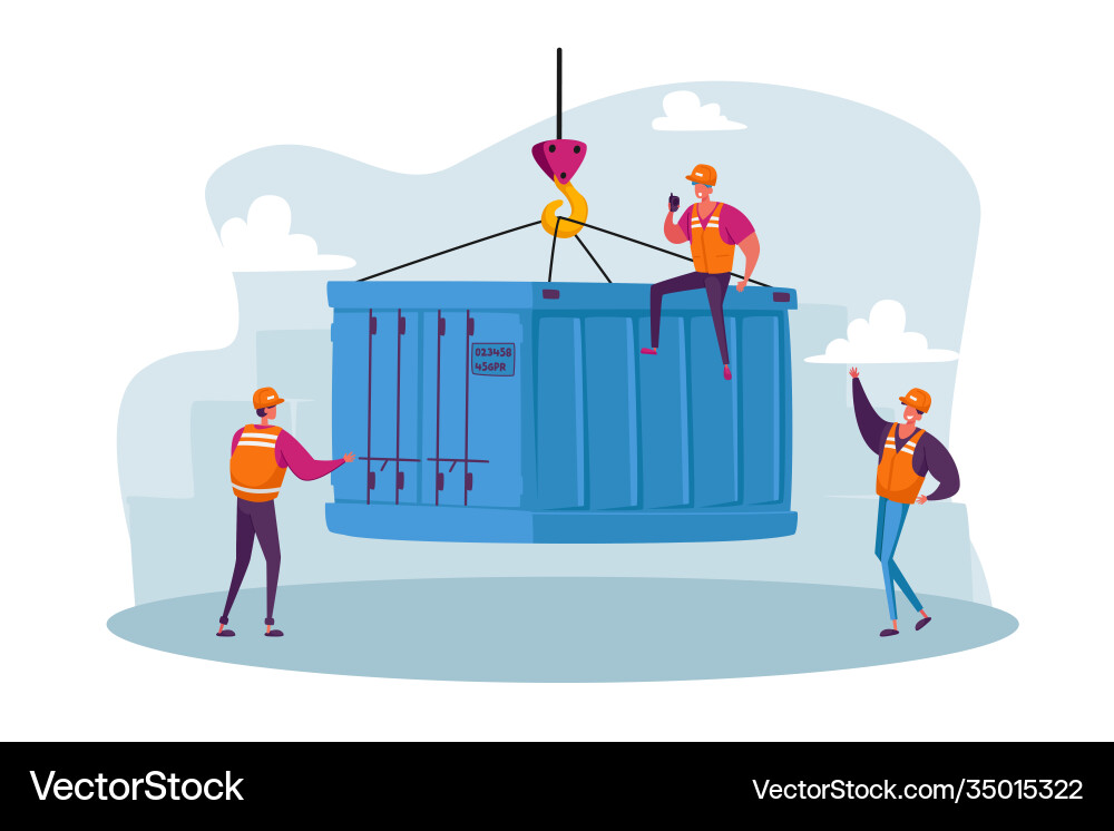 Foremen characters in seaport loading container Vector Image