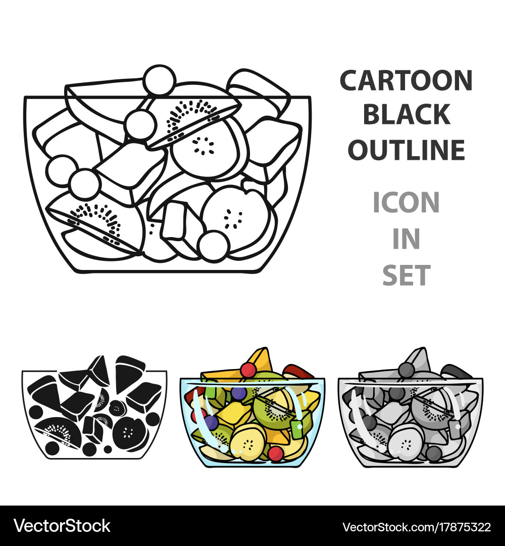 Fruit salad icon in cartoon style isolated Vector Image