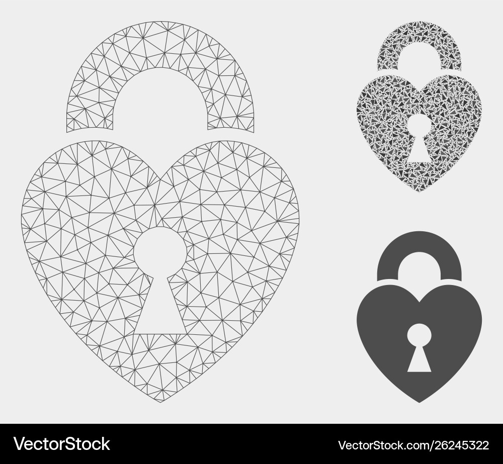 Heart lock mesh network model and triangle Heart lock mesh network model and triangle Vector Image