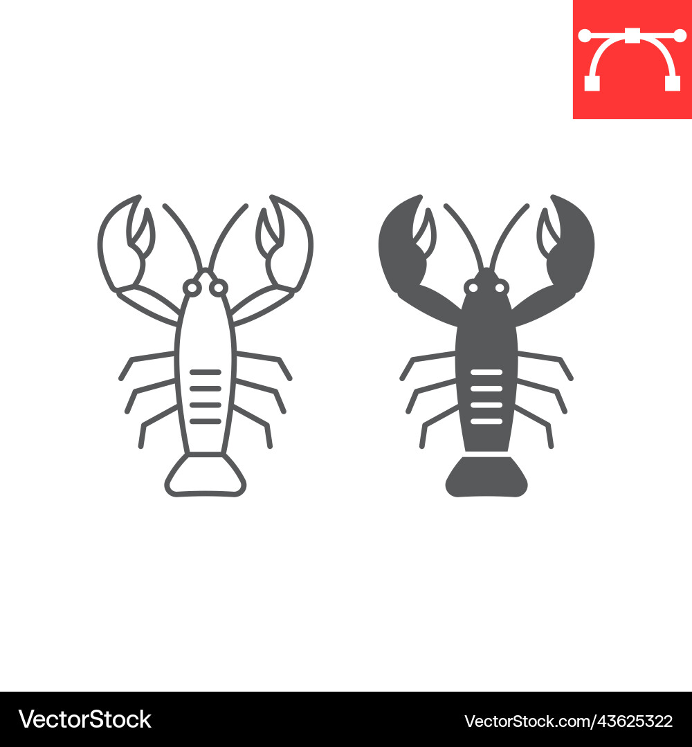 Krebstier Linie und Glyph-Ikone vektorbild