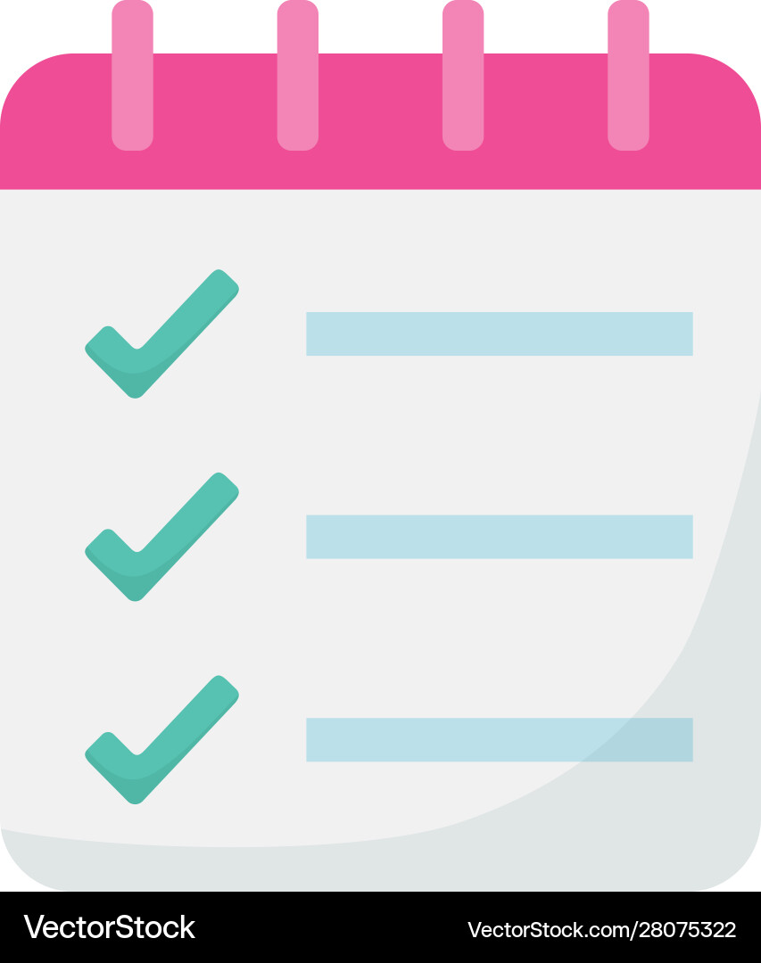 List check mark notepad spiral icon Vector Image