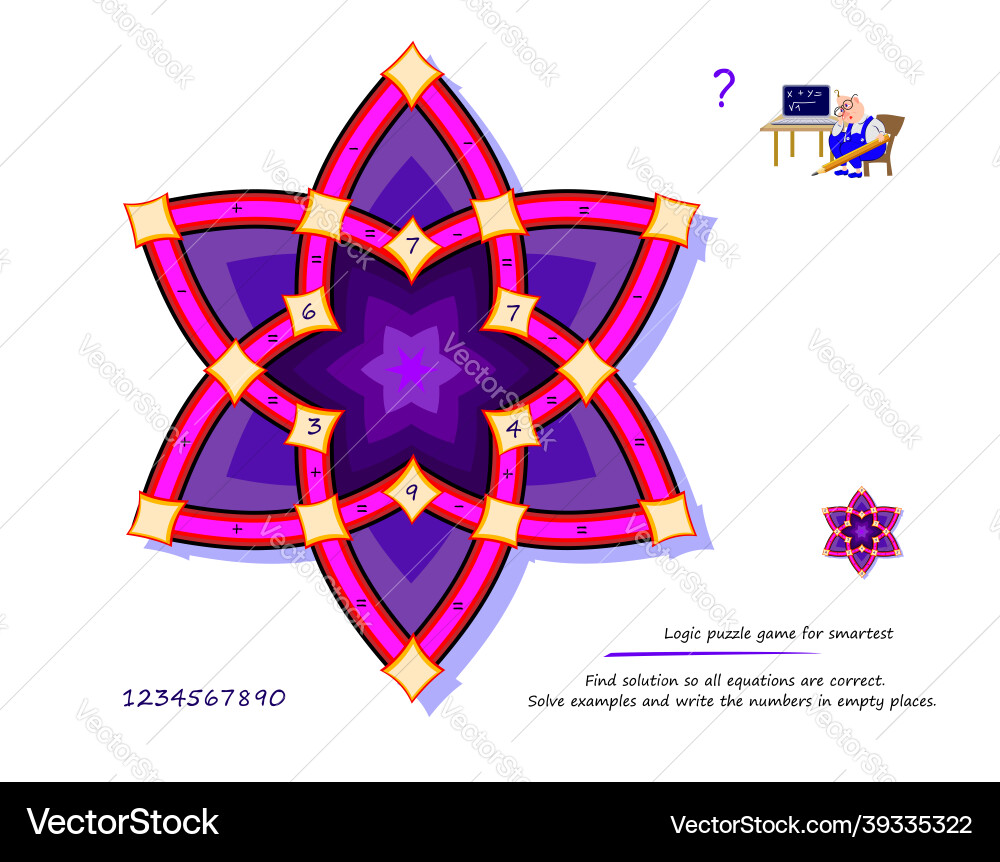 Logic puzzle game for smartest find solution so Logic puzzle game for smartest find solution so vector image