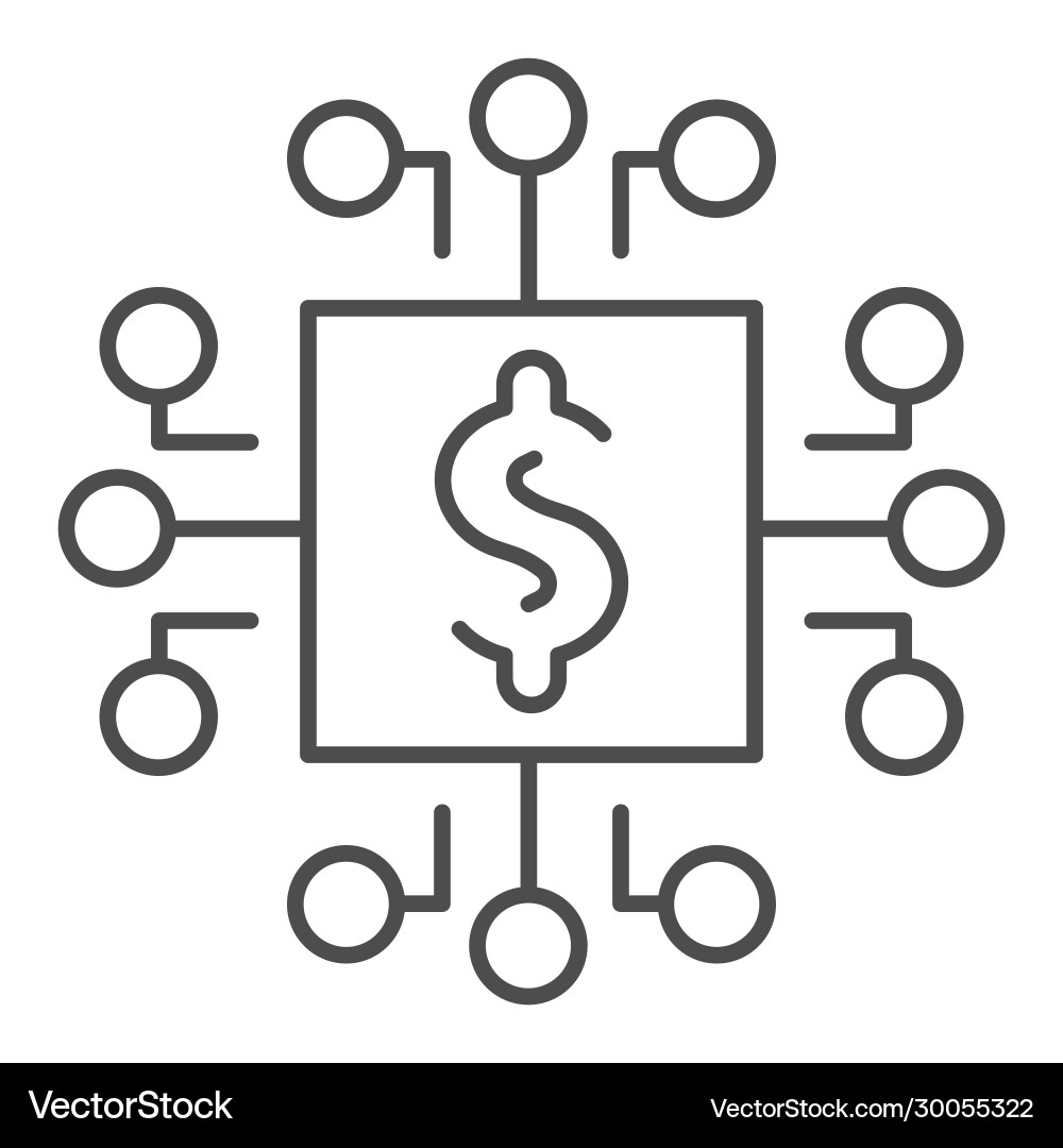 Microprocessor thin line icon processor chip Vector Image