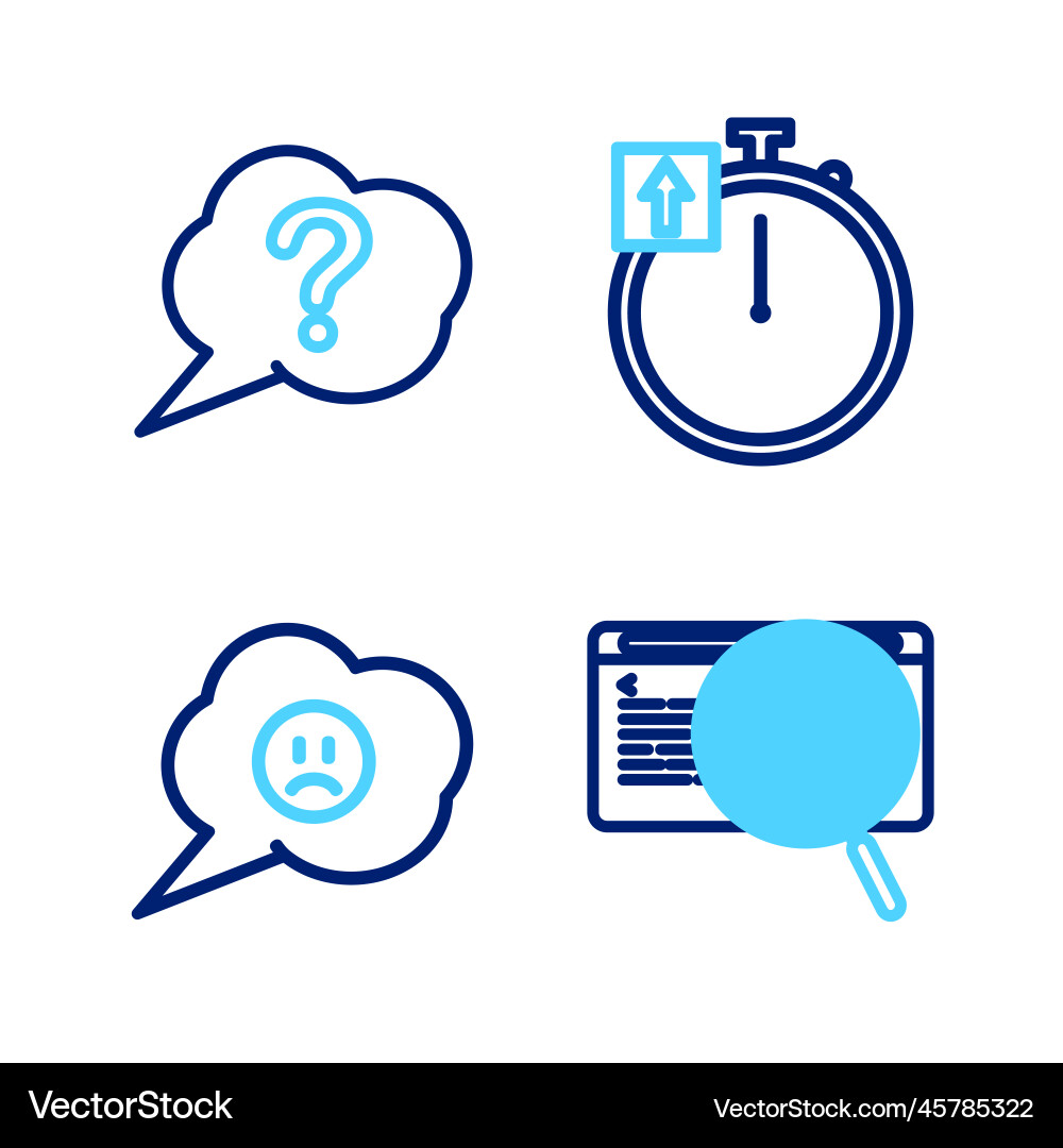 Set line system bug concept speech bubble Set line system bug concept speech bubble Vector Image