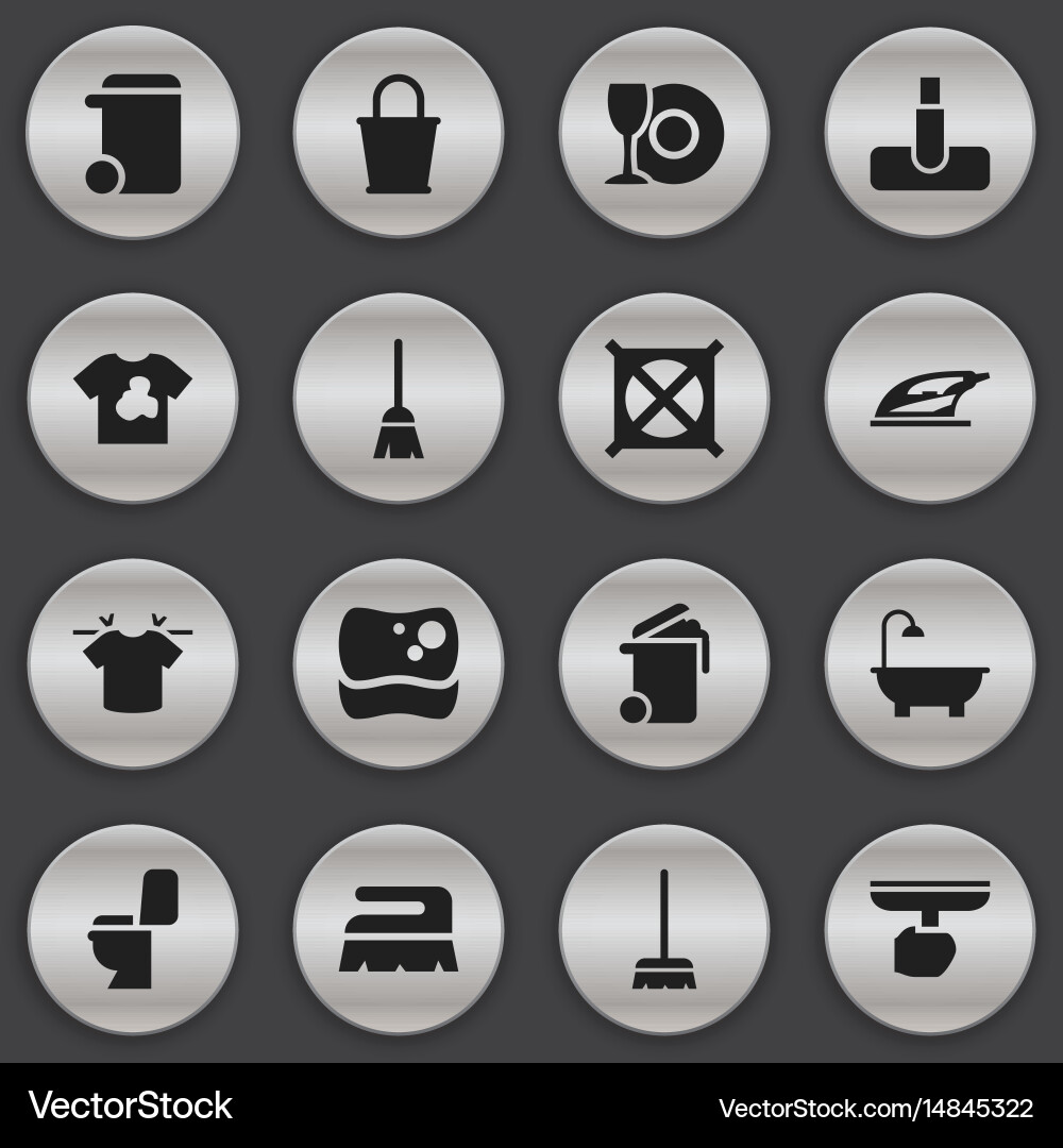 Set of 16 editable cleanup icons includes symbols Vector Image
