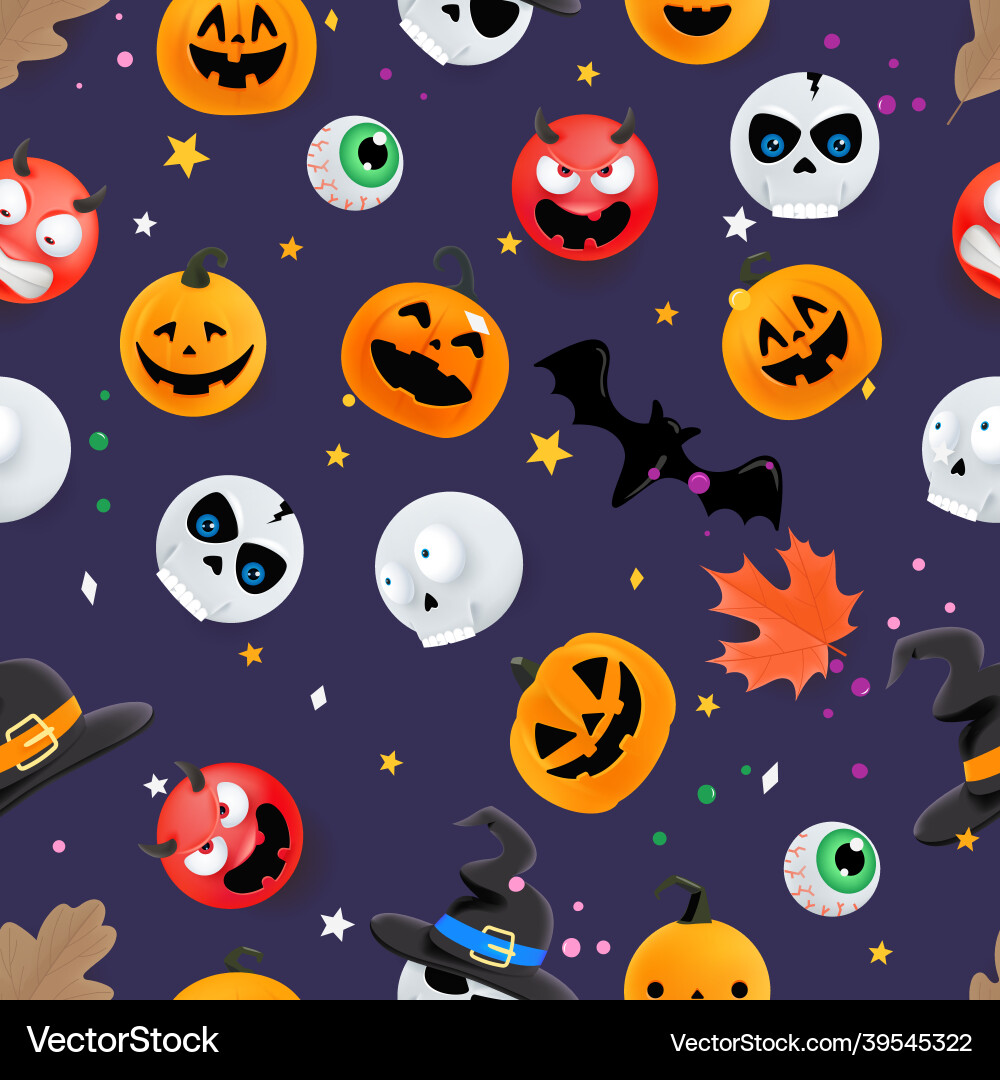 Set of halloween elements seamless pattern Set of halloween elements seamless pattern vector image
