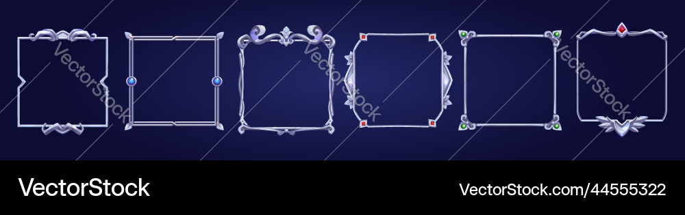 Set of square ui game frames medieval borders Set of square ui game frames medieval borders Vector Image