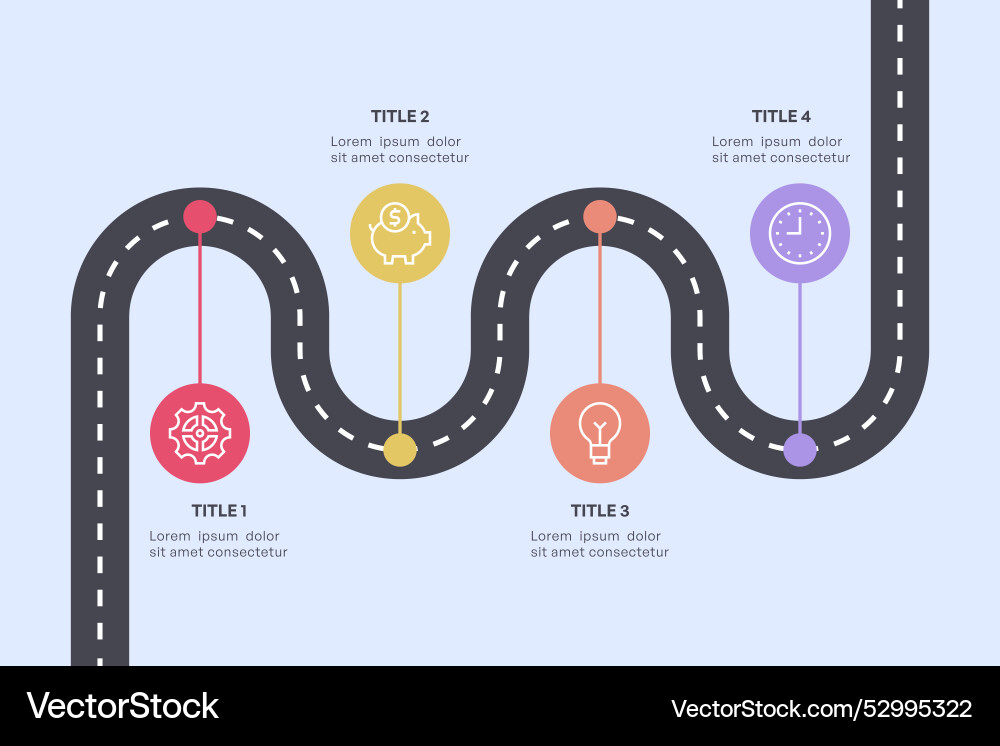 Simple 6-node roadmap infographic with colorful Simple 6-node roadmap infographic with colorful vector image