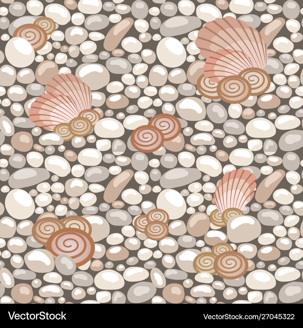Stone texture with seashells seamless pattern Vector Image