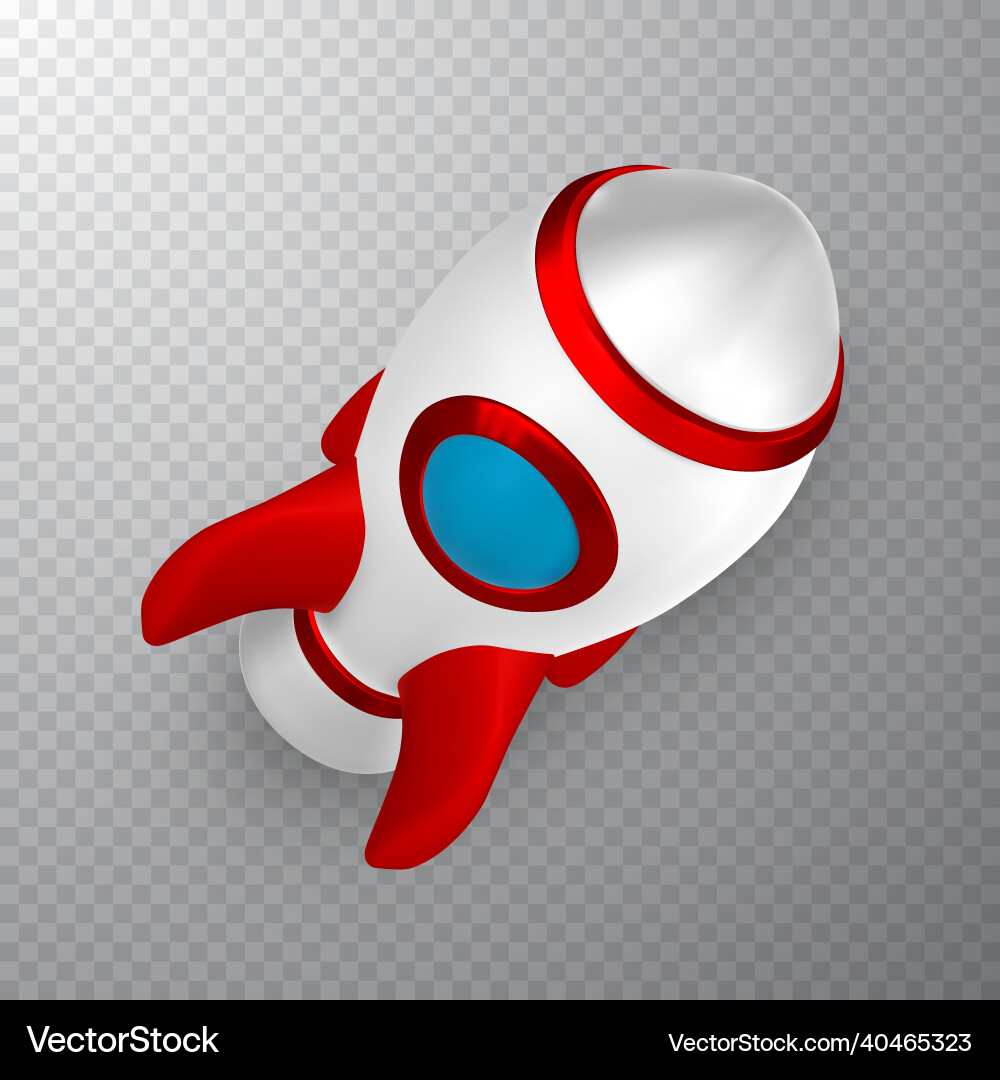 3d rocket spaceship render and draw by mesh vector image