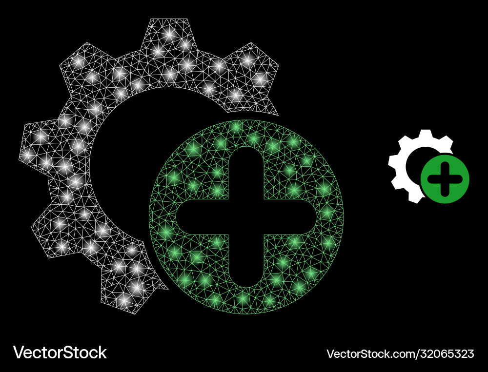 Add settings gear - bright web net with light Add settings gear - bright web net with light vector image