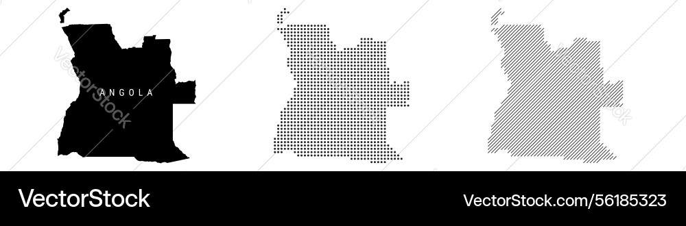 Angola silhouette map and two patterns of dots Angola silhouette map and two patterns of dots Vector Image