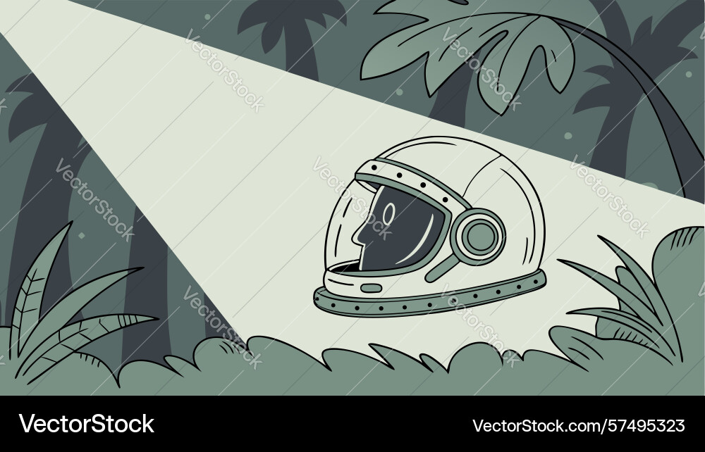 Astronaut helmet illuminated by mysterious light Vector Image