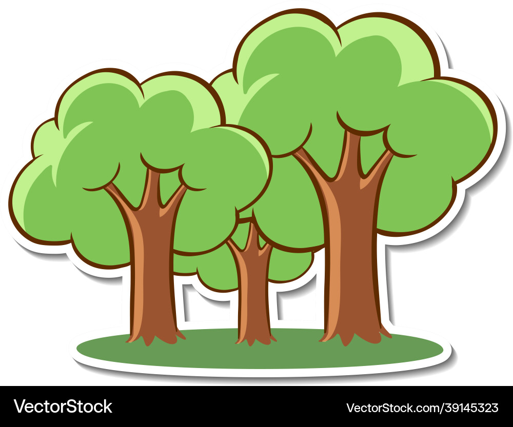 Cartoon tree sticker on white background Vector Image
