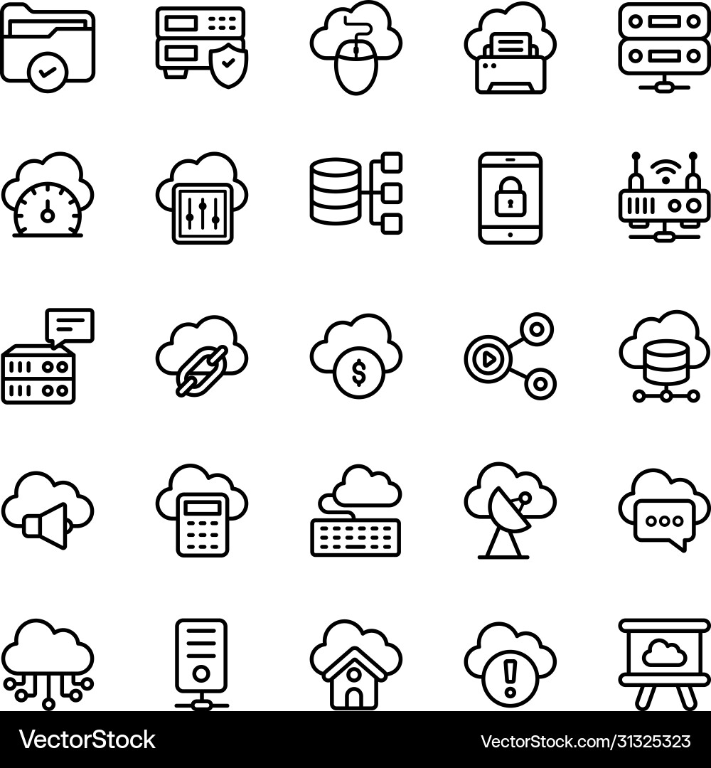 Cloud Storage & Database Icons Vector Image