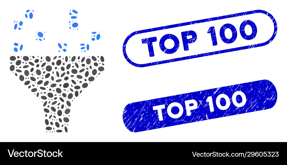 Ellipse collage data filter with textured top 100 Vector Image