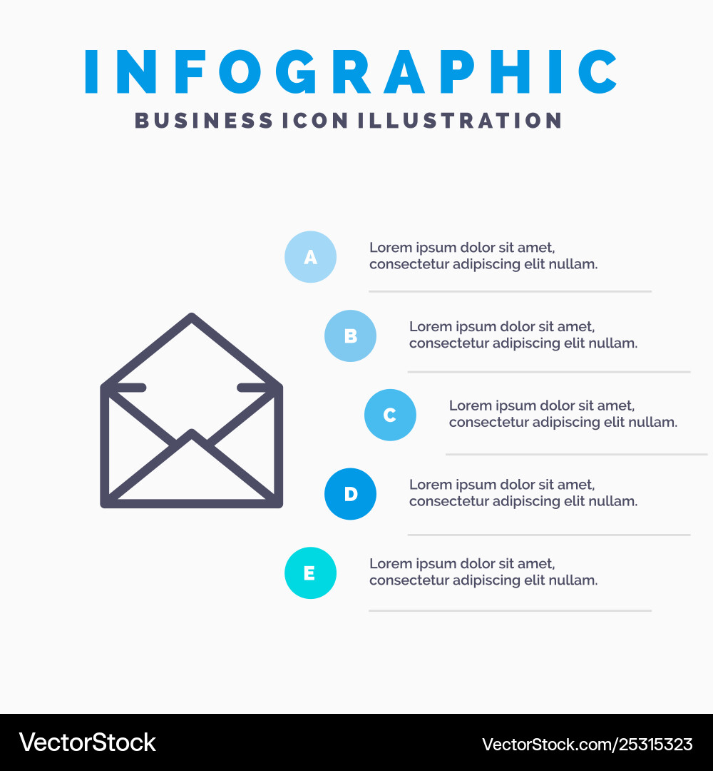 Email mail message open line icon with 5 steps Vector Image