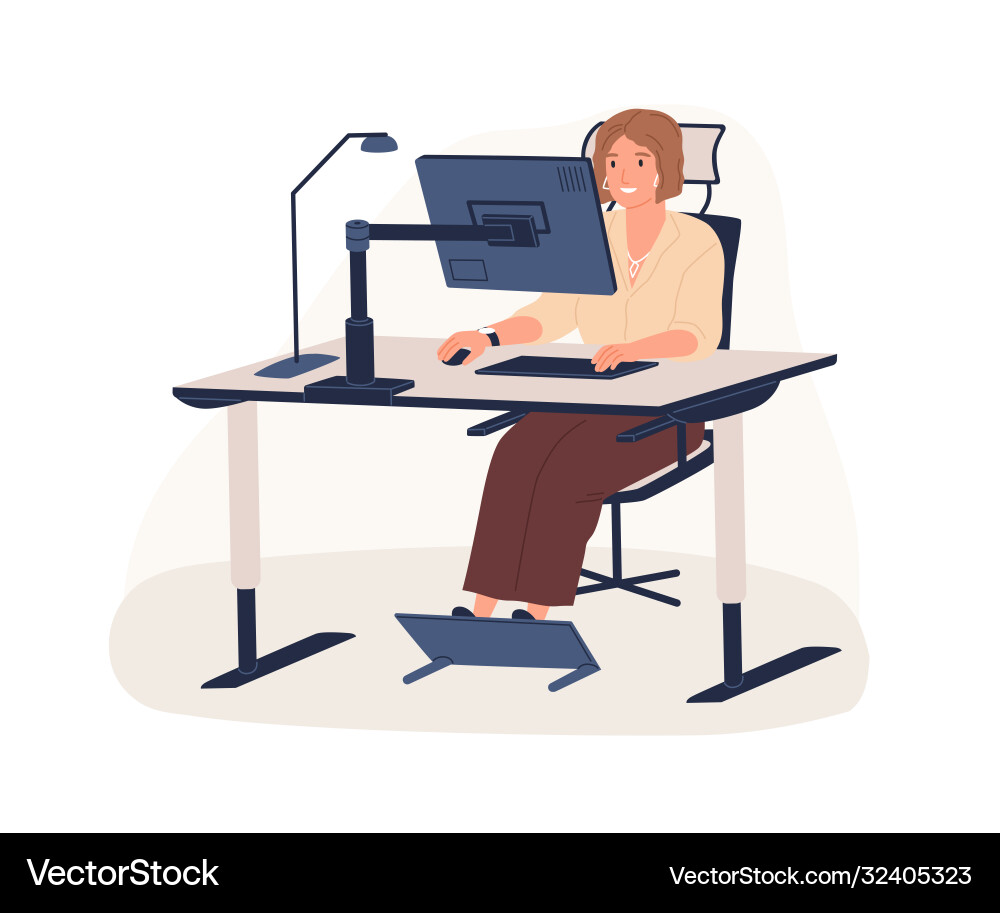 Glückliche weibliche Büroarbeiter sitzen auf Stuhl Glückliche weibliche Büroarbeiter sitzen auf Stuhl vektorbild